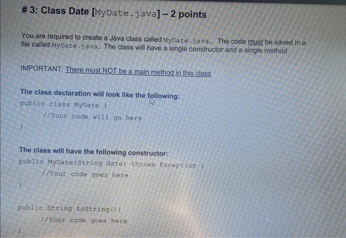 Solved You are required to create a Java class called | Chegg.com