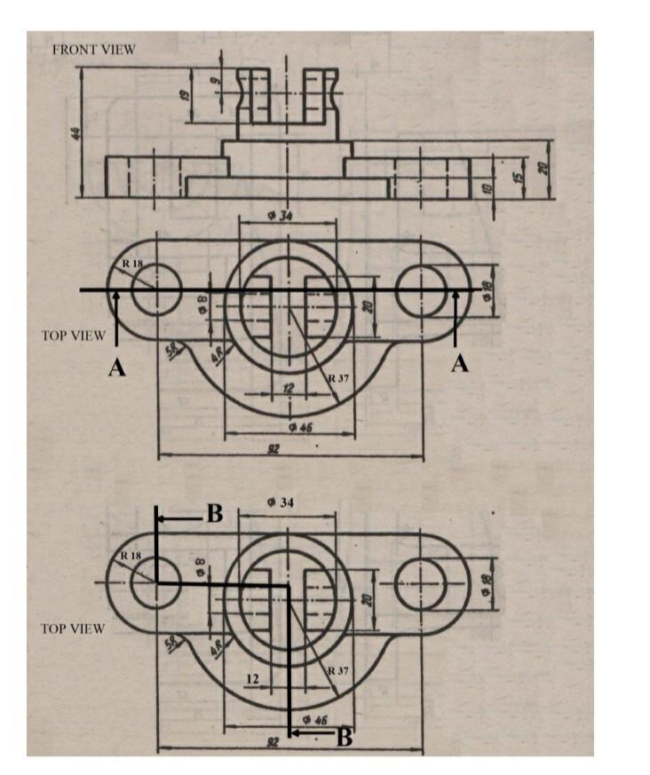 Solved A) Draw Section View From Front By Using Section | Chegg.com