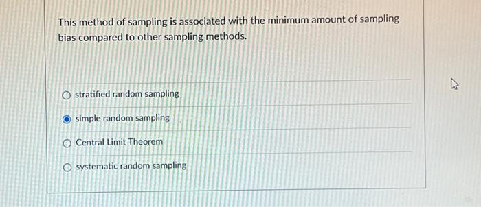 Solved This Method Of Sampling Is Associated With The | Chegg.com