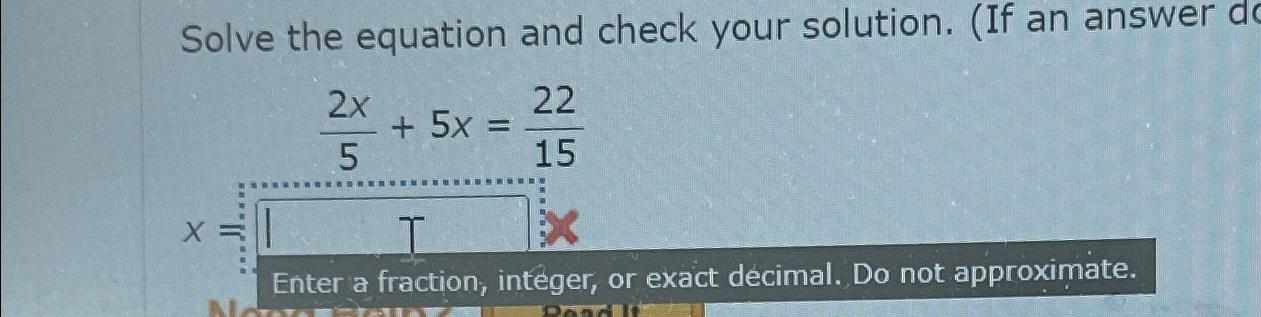 Solved Solve the equation and check your solution. (If an | Chegg.com