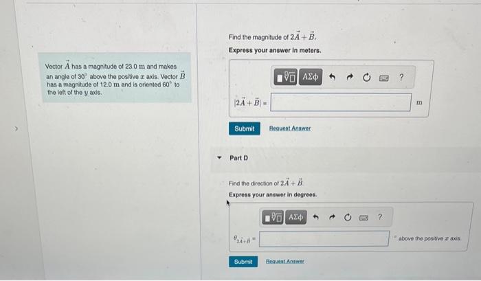 Solved Find the magnitude of 2A+B. Express your answer in | Chegg.com ...