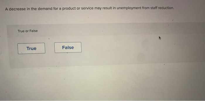Solved A decrease in the demand for a product or service may | Chegg.com