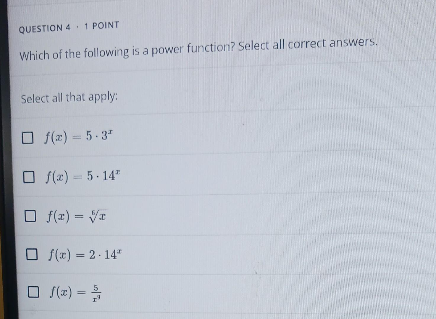 Solved QUESTION 4⋅1 POINT Which of the following is a power | Chegg.com