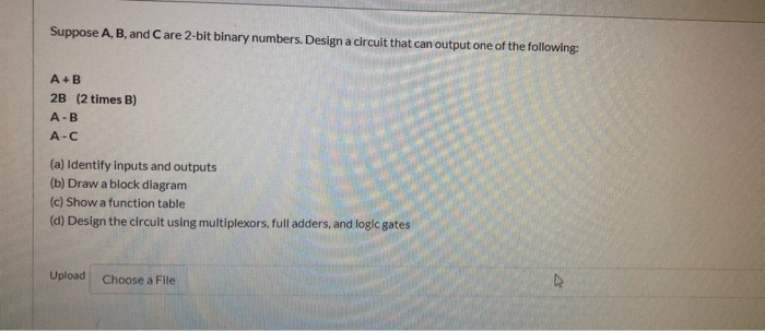 Solved Suppose A, B, and Care 2-bit binary numbers. Design a | Chegg.com