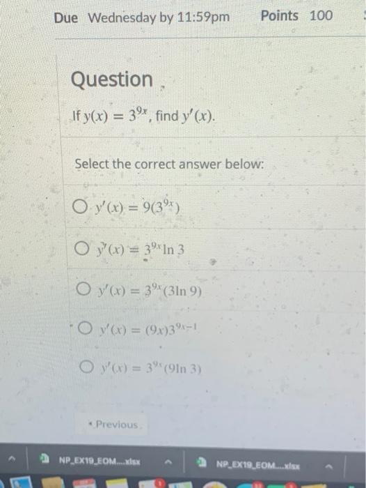 Solved Due Wednesday by 11:59pm Points 100 Question If y(x) | Chegg.com