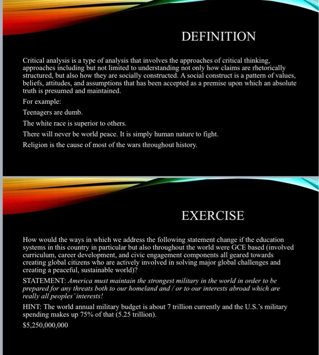 Solved Do the critical analysis exercise from the What is