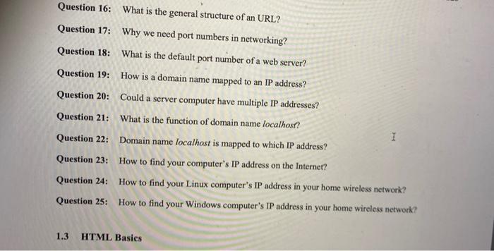 Solved Question 16: What is the general structure of an URL? | Chegg.com
