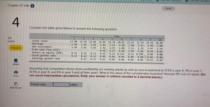 Solved Chapter 07 HW Seved 4 Consider the table given below | Chegg.com