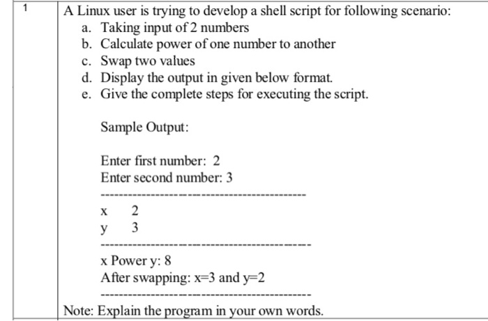 Solved 1A Linux user is trying to develop a shell script for | Chegg.com