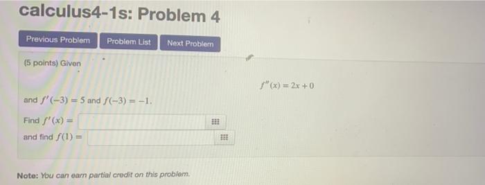 Solved calculus4-1s: Problem 4 Previous Problem Problem List | Chegg.com