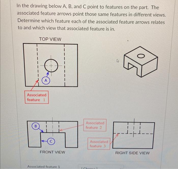 Solved In the drawing below A,B, and C point to features on | Chegg.com