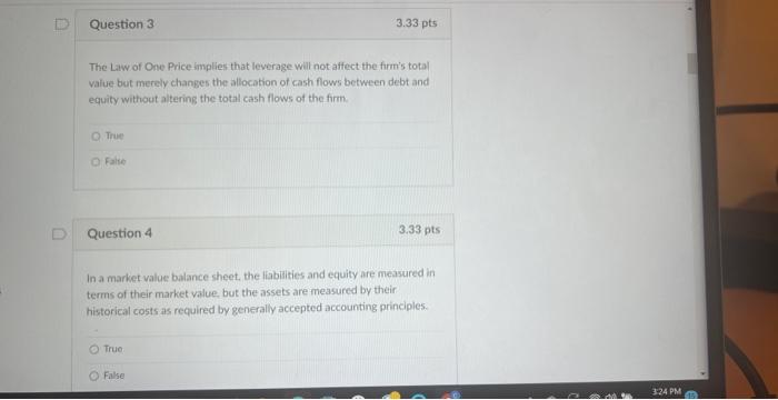 Solved The Law of One Price implies that leverage will not | Chegg.com