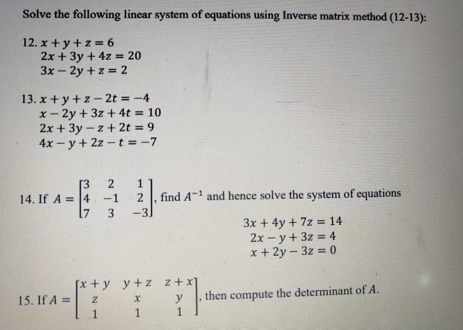 Solved Solve The Following Linear System Of Equations Using Chegg Com