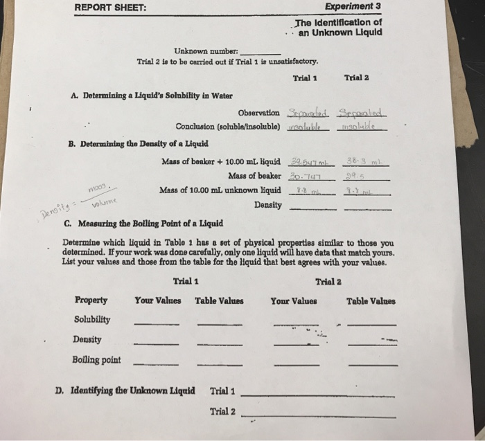 Solved REPORT SHEET: Experiment 3 The Identification of ..an | Chegg.com