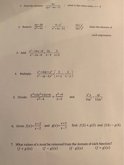 Solved 1 Find The Domain 2 6x 2 What Is The Value When X Chegg Com