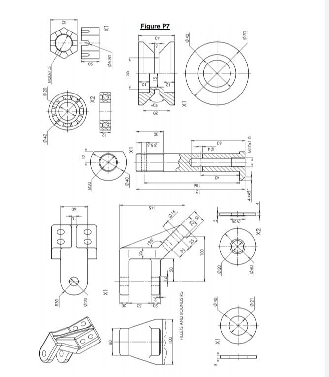 Assembly drawing The components of an idler bearing