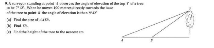 9. A surveyor standing at point A observes the angle | Chegg.com