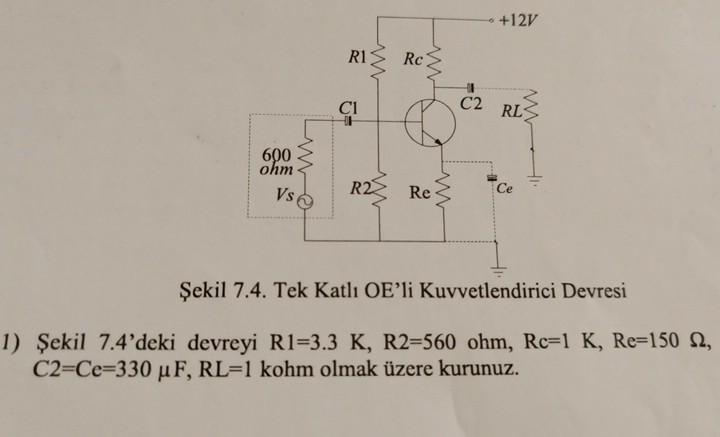 Solved Şekil 7.4. ﻿Tek Katlı ﻿OE’li Kuvvetlendirici | Chegg.com