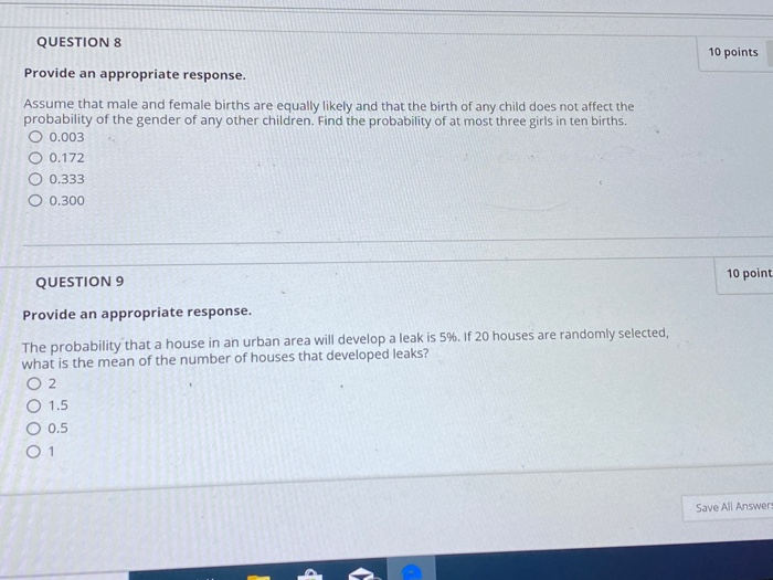 Solved QUESTION 8 10 points Provide an appropriate response. | Chegg.com