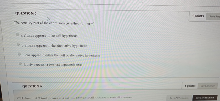 Solved QUESTIONS 1 points Save Ans The equality part of the | Chegg.com