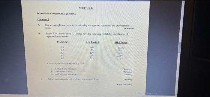 Solved SECTION B Instruction: Complete ALL Questions. | Chegg.com