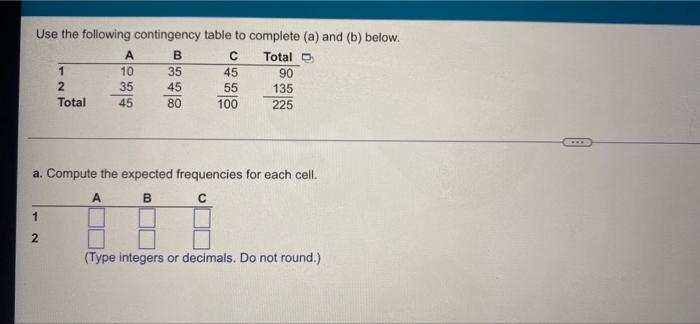 [solved] Use The Following Contingency Table To Complete