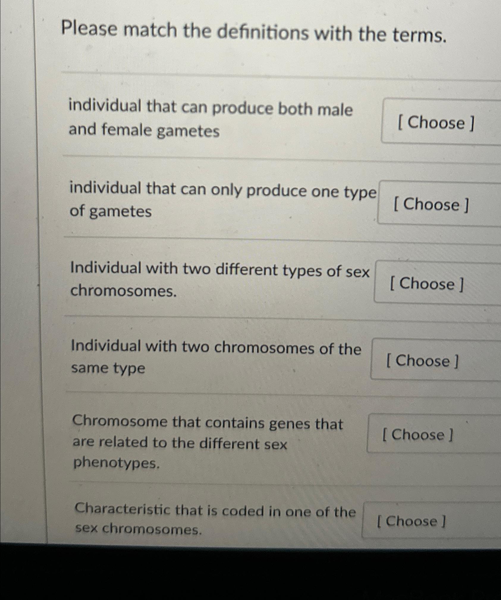 Solved Please match the definitions with the | Chegg.com