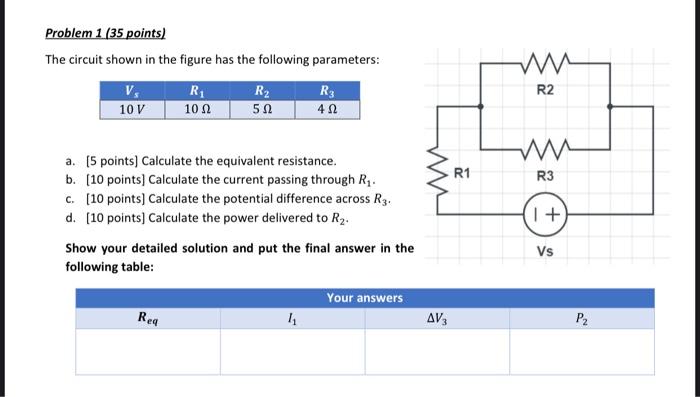 Solved Problem 1 (35 points) The circuit shown in the figure | Chegg.com