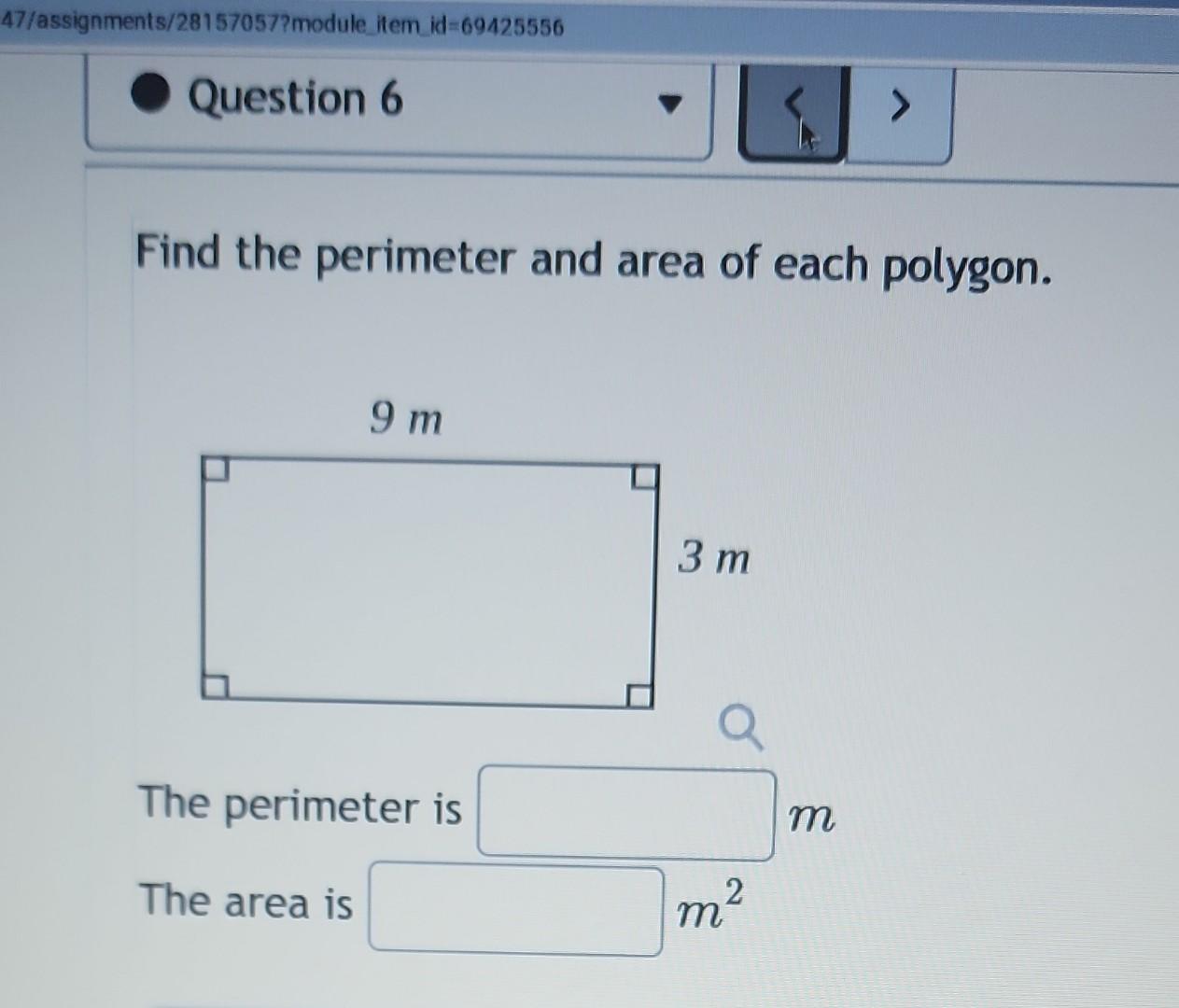 Solved Find the perimeter and area of each polygon. The | Chegg.com