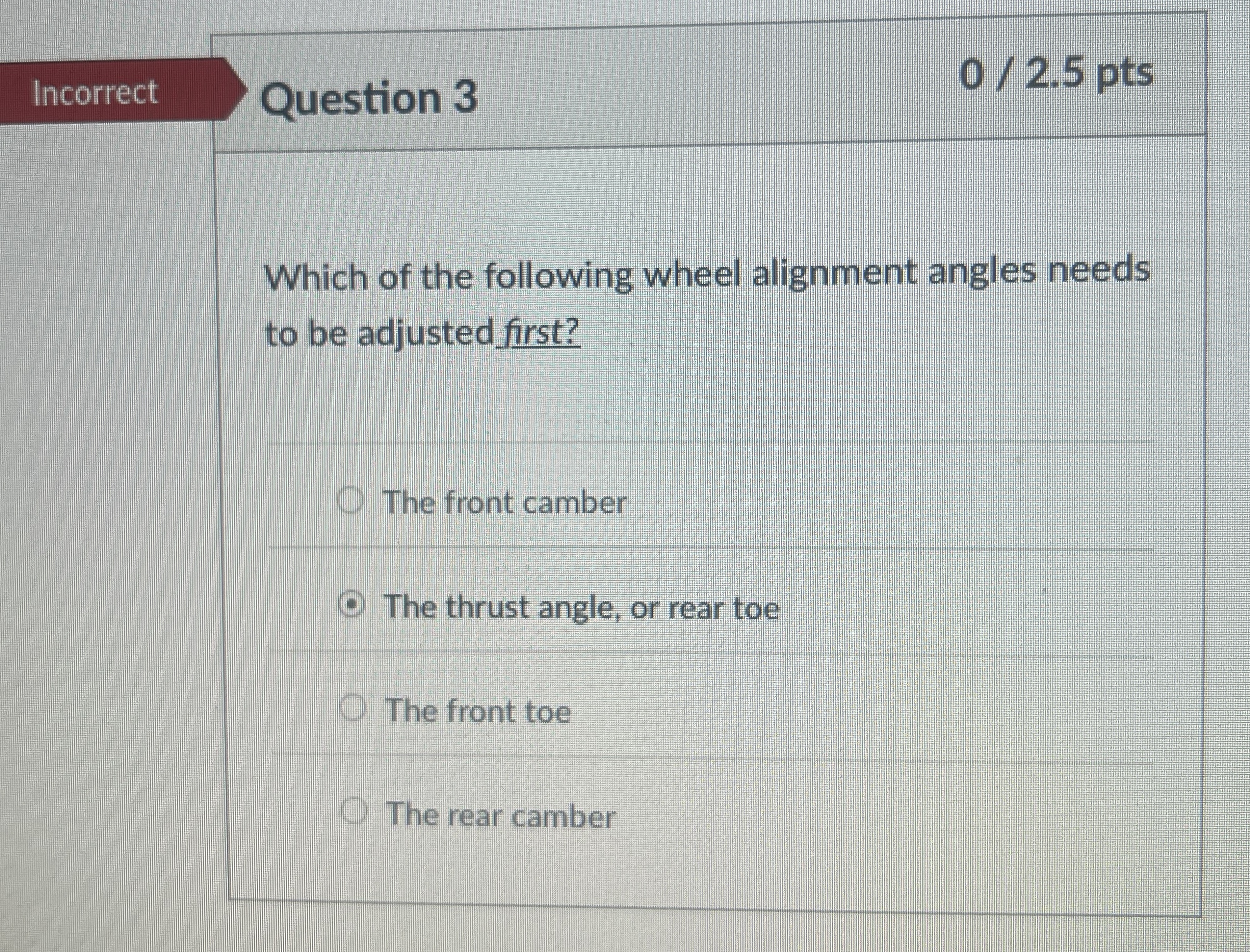 Solved IncorrectQuestion 302.5 ﻿ptsWhich of the following