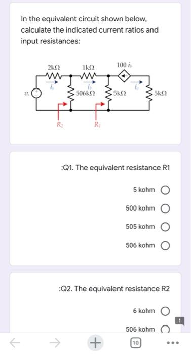 Solved In the equivalent circuit shown below, calculate the | Chegg.com