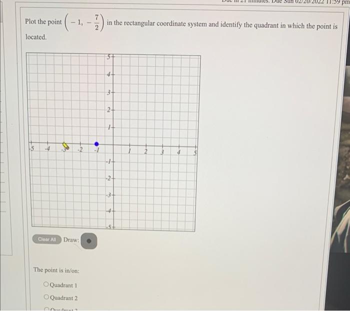 Solved 11:59 pm Plot the point (-1,-) . in the rectangular | Chegg.com