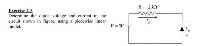 Solved Exercise 2-3 Determine The Diode Voltage And Current | Chegg.com