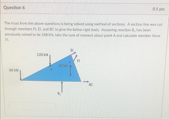 Solved Question 6 05 Pts The Truss From The Above Questions