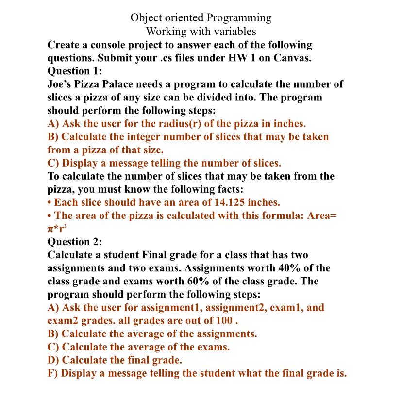 Solved Object oriented ProgrammingWorking with | Chegg.com