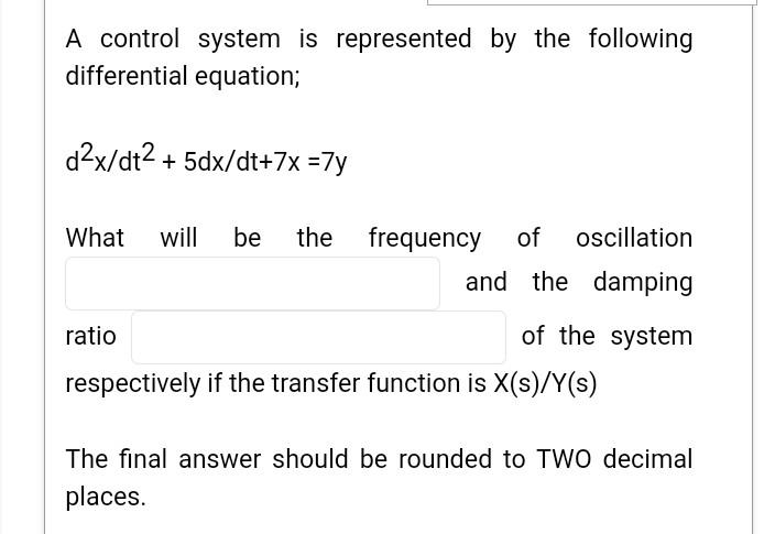 Solved A control system is represented by the following | Chegg.com
