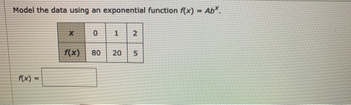 Solved Model the data using an exponential function f(x) = | Chegg.com