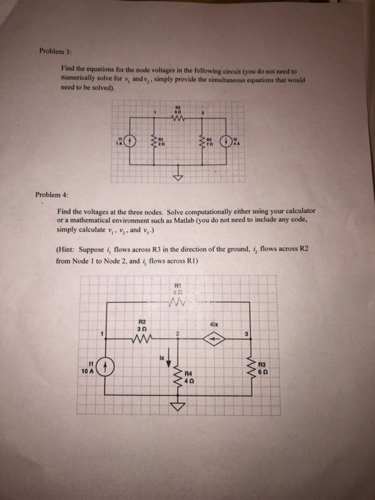 Solved Problem 3: Find the equations for the node voltages | Chegg.com