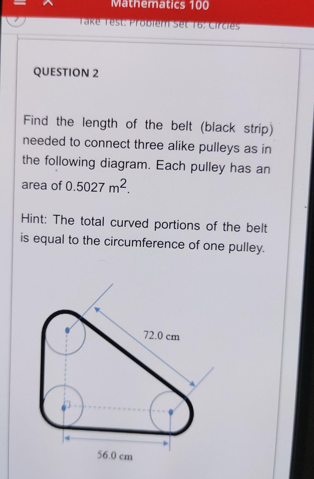 Solved UI Ma matics 100 Take Test: Proprem set 16. Circies | Chegg.com