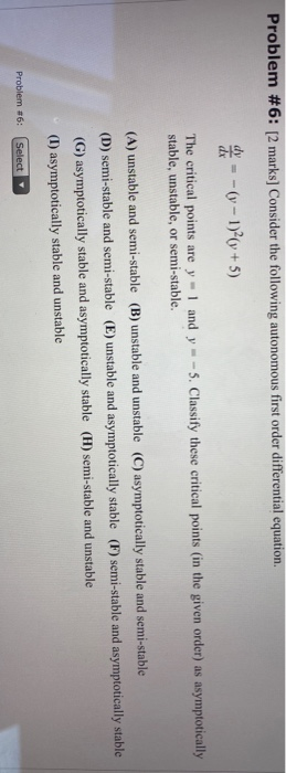 Solved Problem #6: [2 marks] Consider the following | Chegg.com
