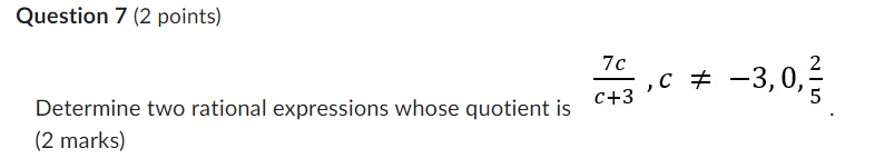 Solved Question 7 (2 ﻿points)Determine two rational | Chegg.com