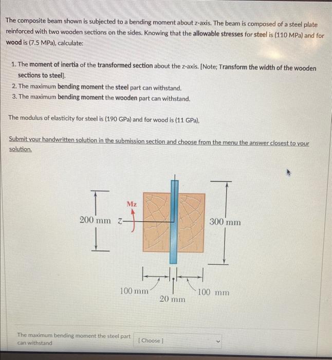 Solved The Composite Beam Shown Is Subjected To A Bending | Chegg.com