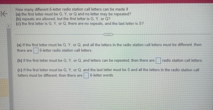 Solved How many different 6-letter radio station call | Chegg.com
