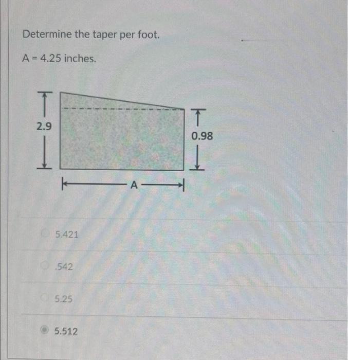 Solved Determine distance X Taper per foot (tpf) is 87 inch.
