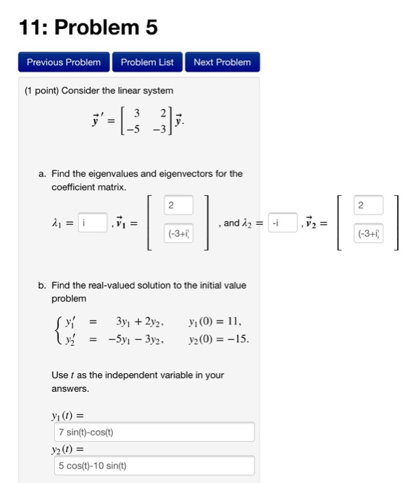 Solved 11: Problem 5 Previous Problem Problem List Next | Chegg.com