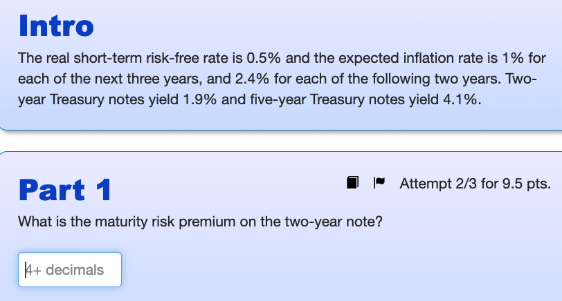 Solved IntroThe real short-term risk-free rate is 0.5% ﻿and | Chegg.com