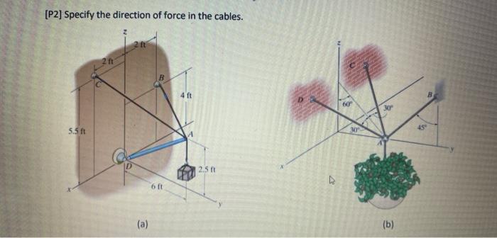 Solved [P2) Specify the direction of force in the cables. 4 | Chegg.com