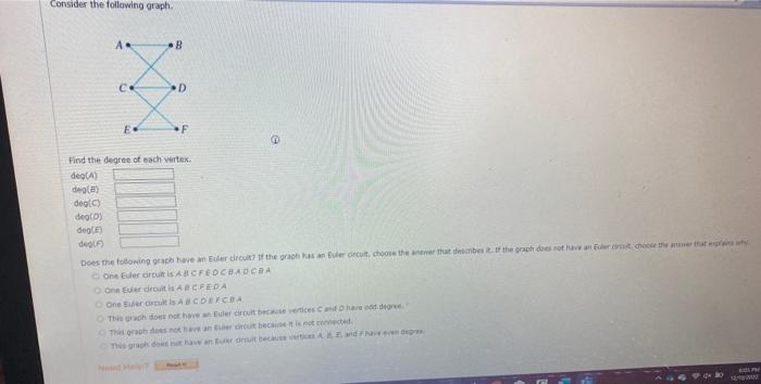 Solved Consider The Following Graph. Find The Degree Of Each | Chegg.com