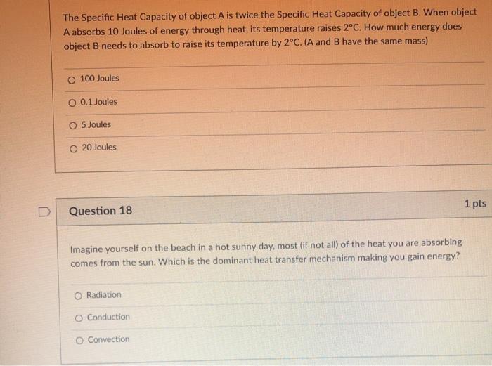 Solved The Specific Heat Capacity Of Object A Is Twice The | Chegg.com