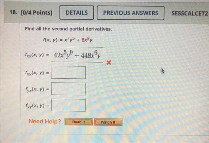 Solved Find All The Second Partial Derivatives Chegg Com